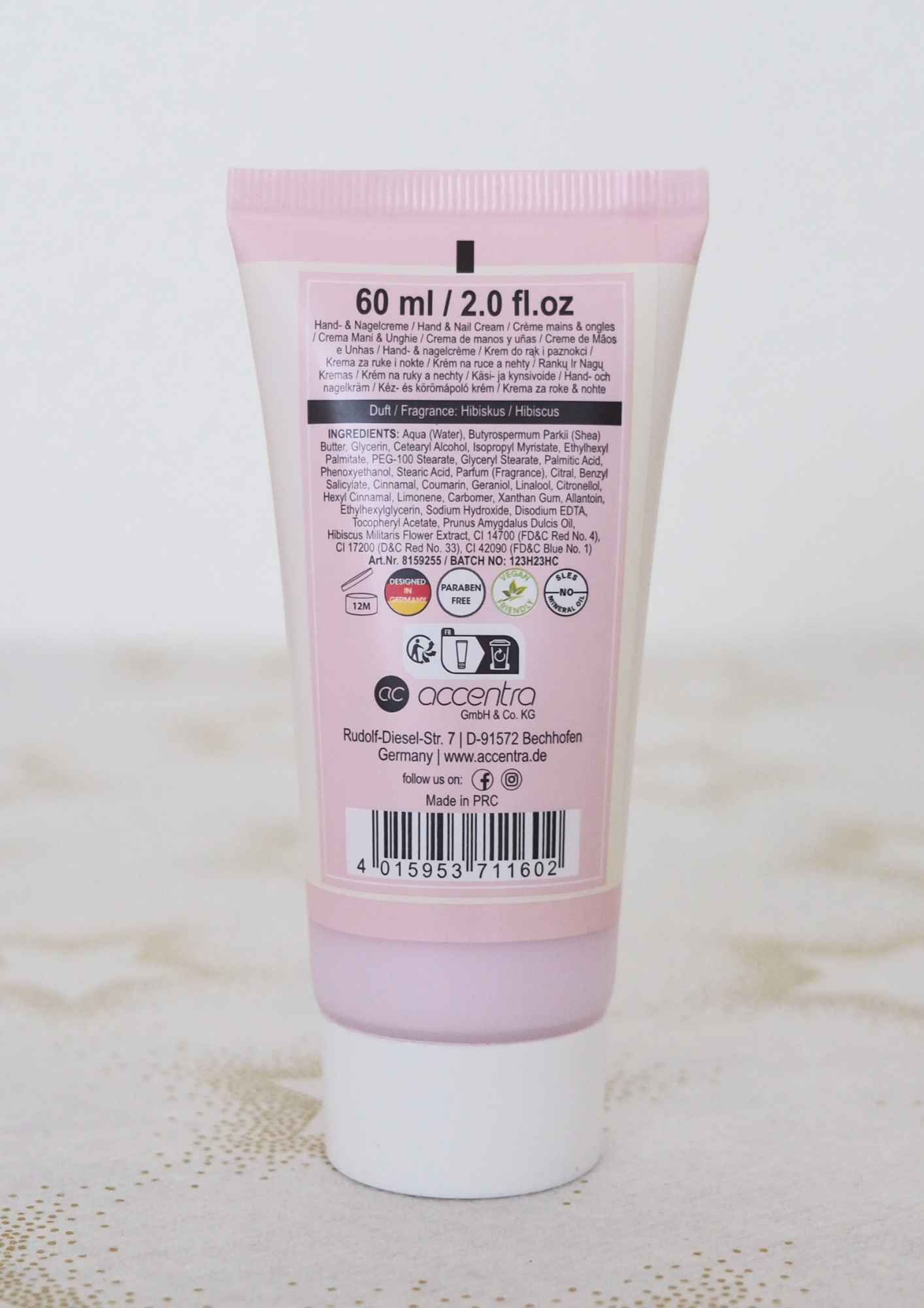 Hand- & Nagelcreme mit Hibiskusextrakt und Sheabutter